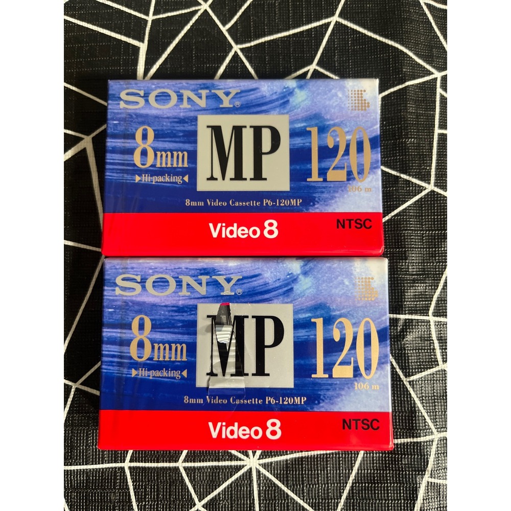 Sony 8mm Video 8 MP 120 Video Cassette P6-120MP NTSC Sealed 2 Pack New Old Stock